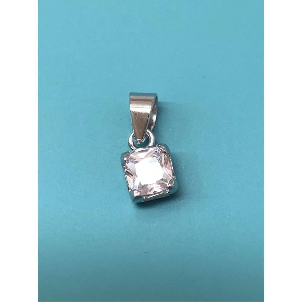 .925 Princess Cut Crystal April Birthstone Pendant #birthday #celebration